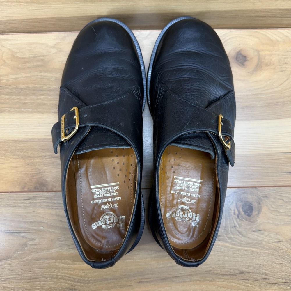 Dr Martens Vintage Y2K Monk Strap Oxfords Womens 8 UK 6 Black Lug Chunky ENGLAND - Picture 10 of 11